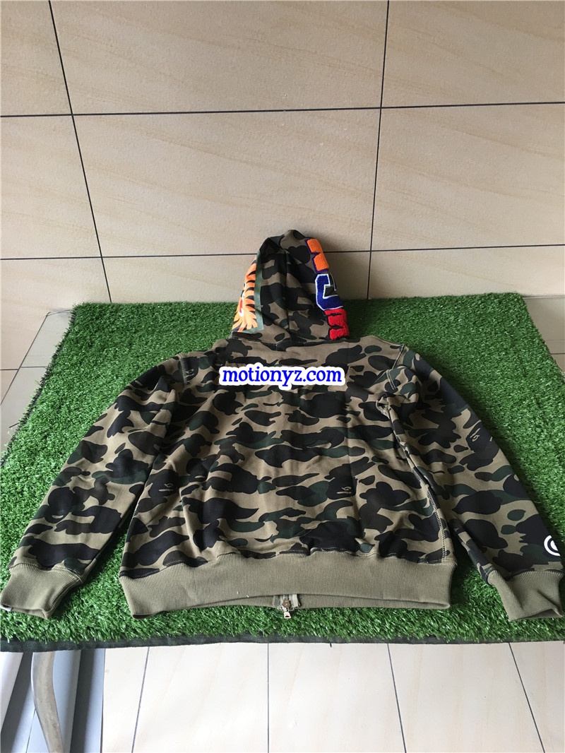 A Bathing Ape Shark Hoodies Green Camo